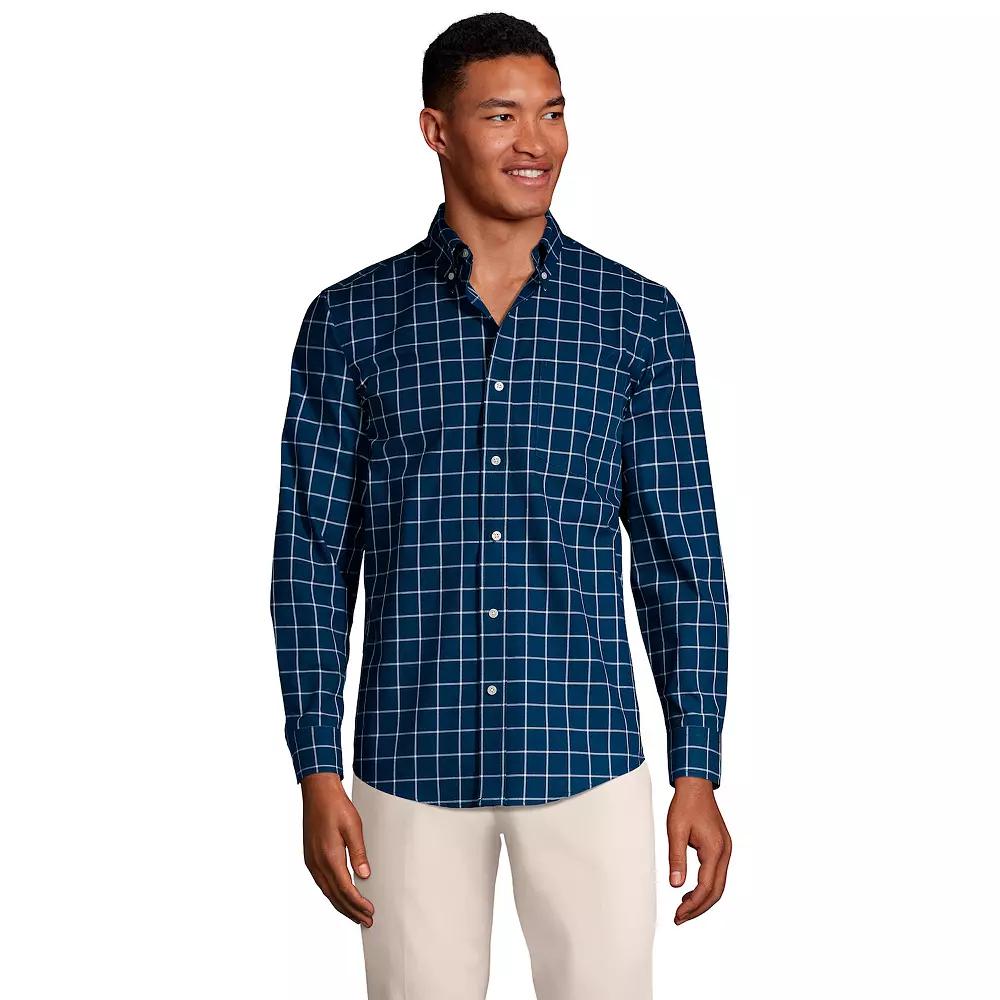 Men's Lands' End Tailored Fit No Iron Twill Long Sleeve Shirt,  Product Image