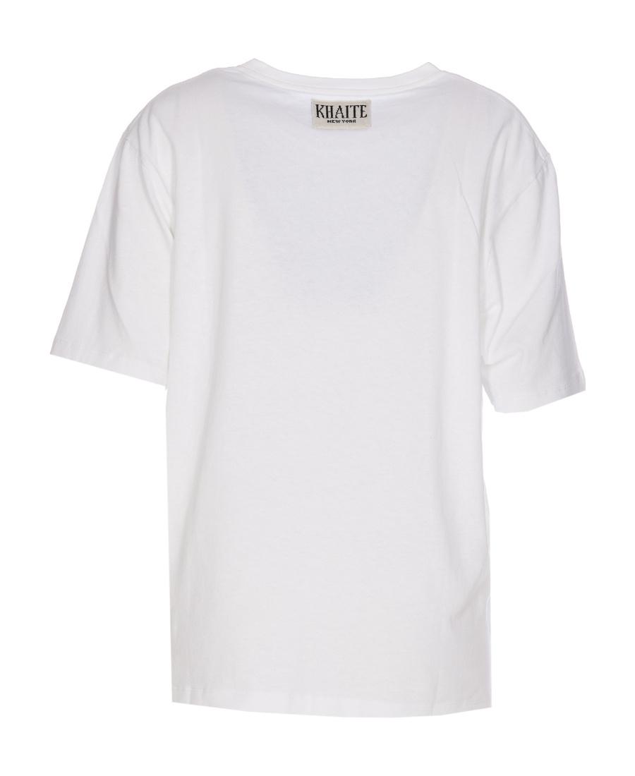 KHAITE Womens White Mae Brand-patch Cotton-jersey T-shirt In Cream Product Image