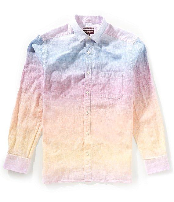 Johnston & Murphy Ombre Linen Long Sleeve Woven Shirt Product Image