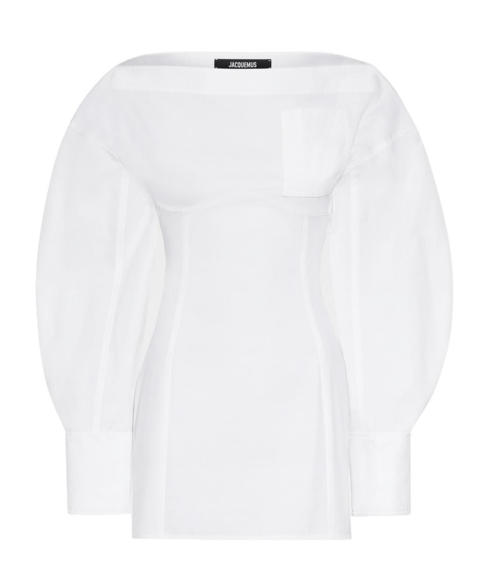 JACQUEMUS La Casaco Long Sleeve Cotton Shirtdress In White Product Image