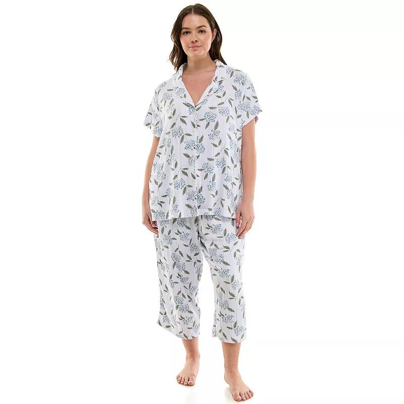 Plus Size Croft & Barrow® Wonderluxe Pajama Top & Pajama Pants Set, Women's, Size: 2XL, Lalo Floral Product Image