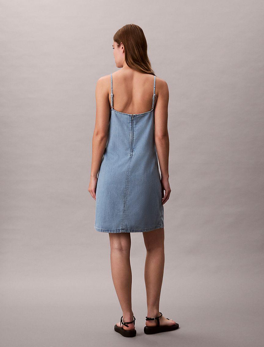Denim Strappy Mini Dress Product Image