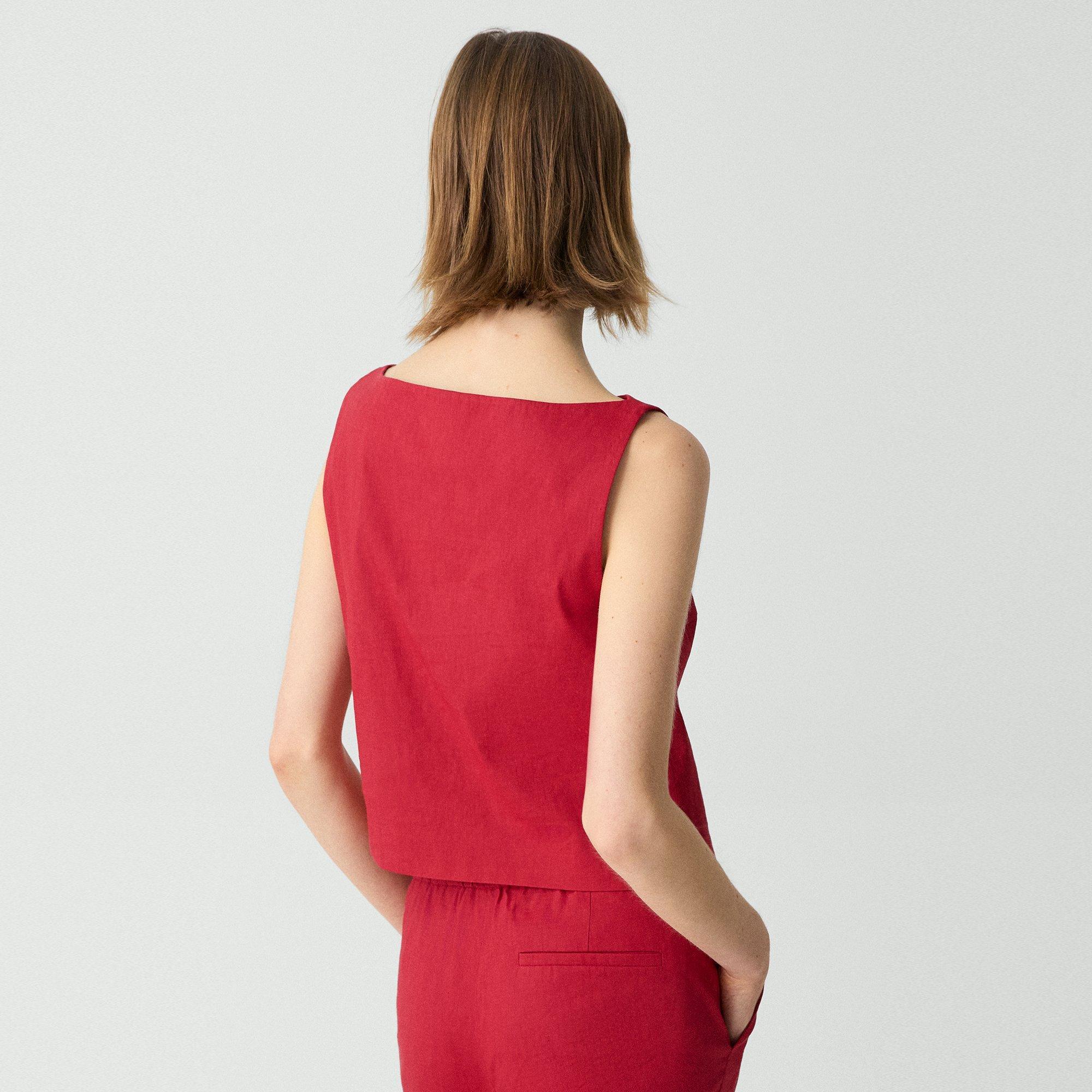 Good Linen Sleeveless Boatneck Top | Theory Product Image