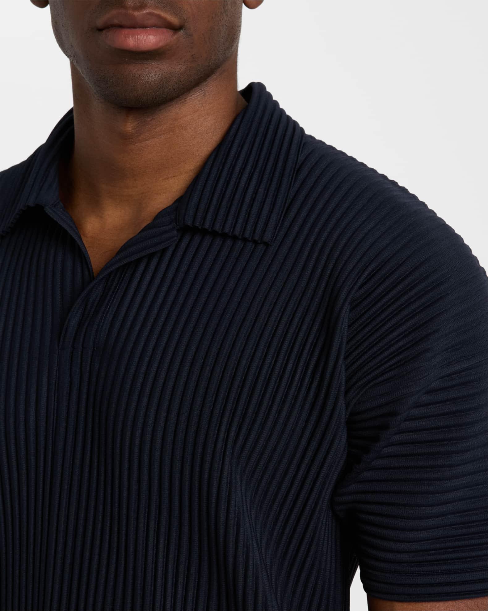 Men's Pleated Johnny Collar Polo Shirt Product Image