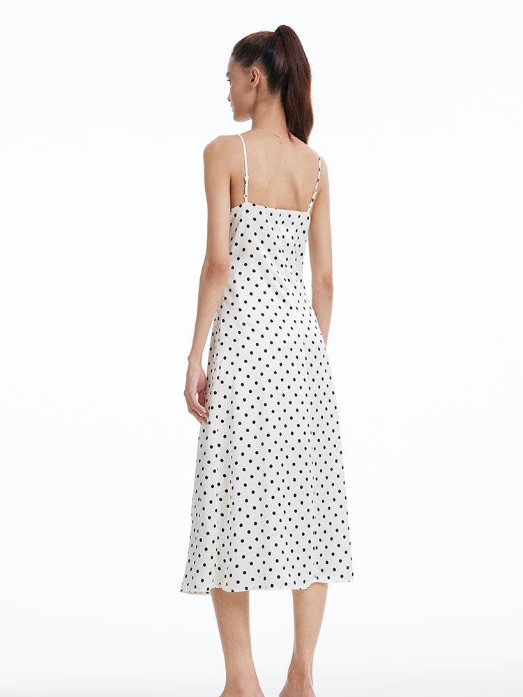 Polka Dots Spaghetti Strap Slip Maxi Dress Product Image