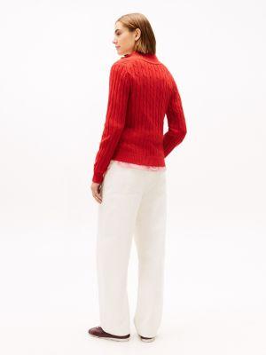 Crest Logo Cable Knit Zip Cardigan Product Image