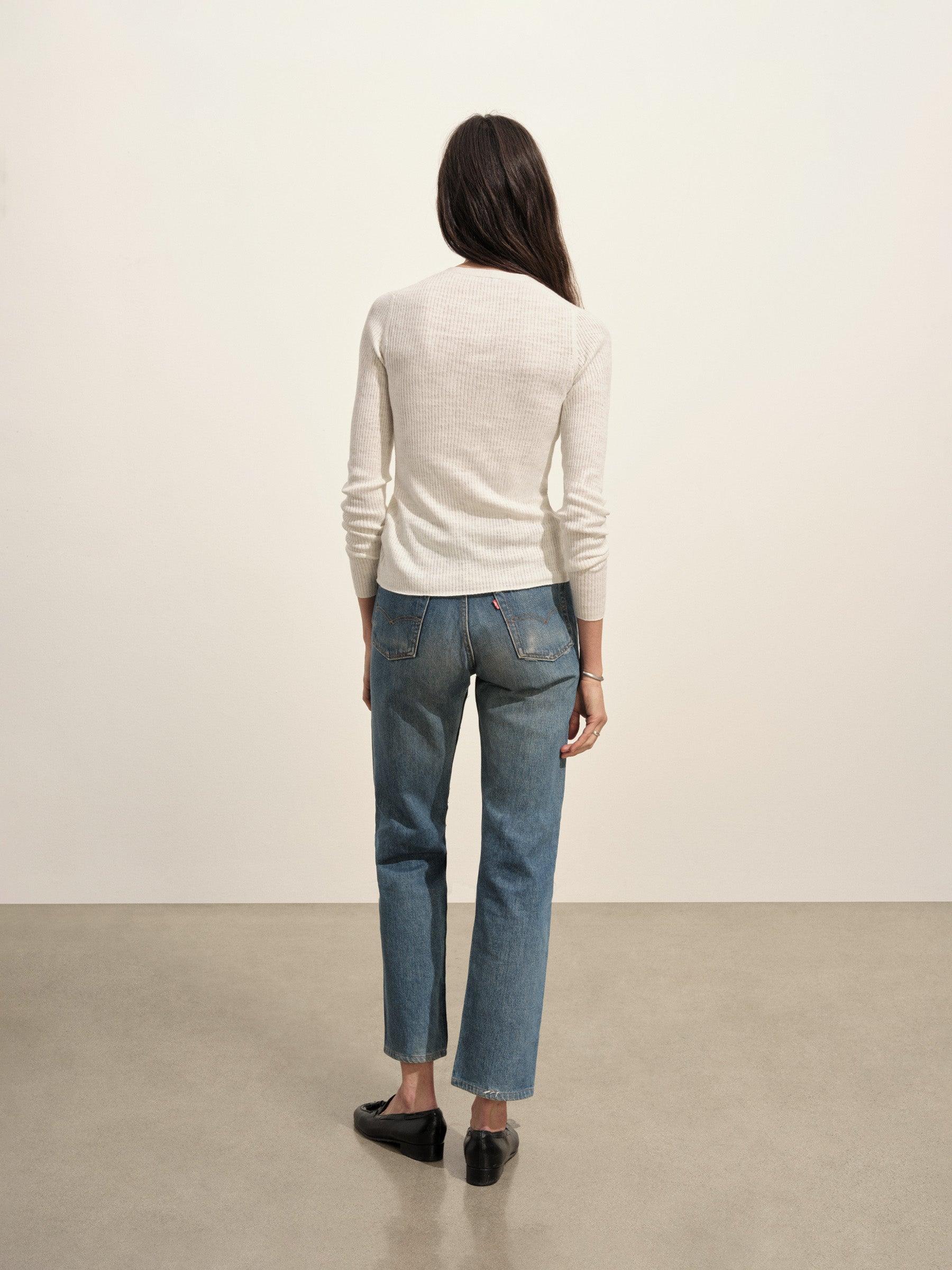 Soft White Coastal Linen Rib Cardigan Product Image