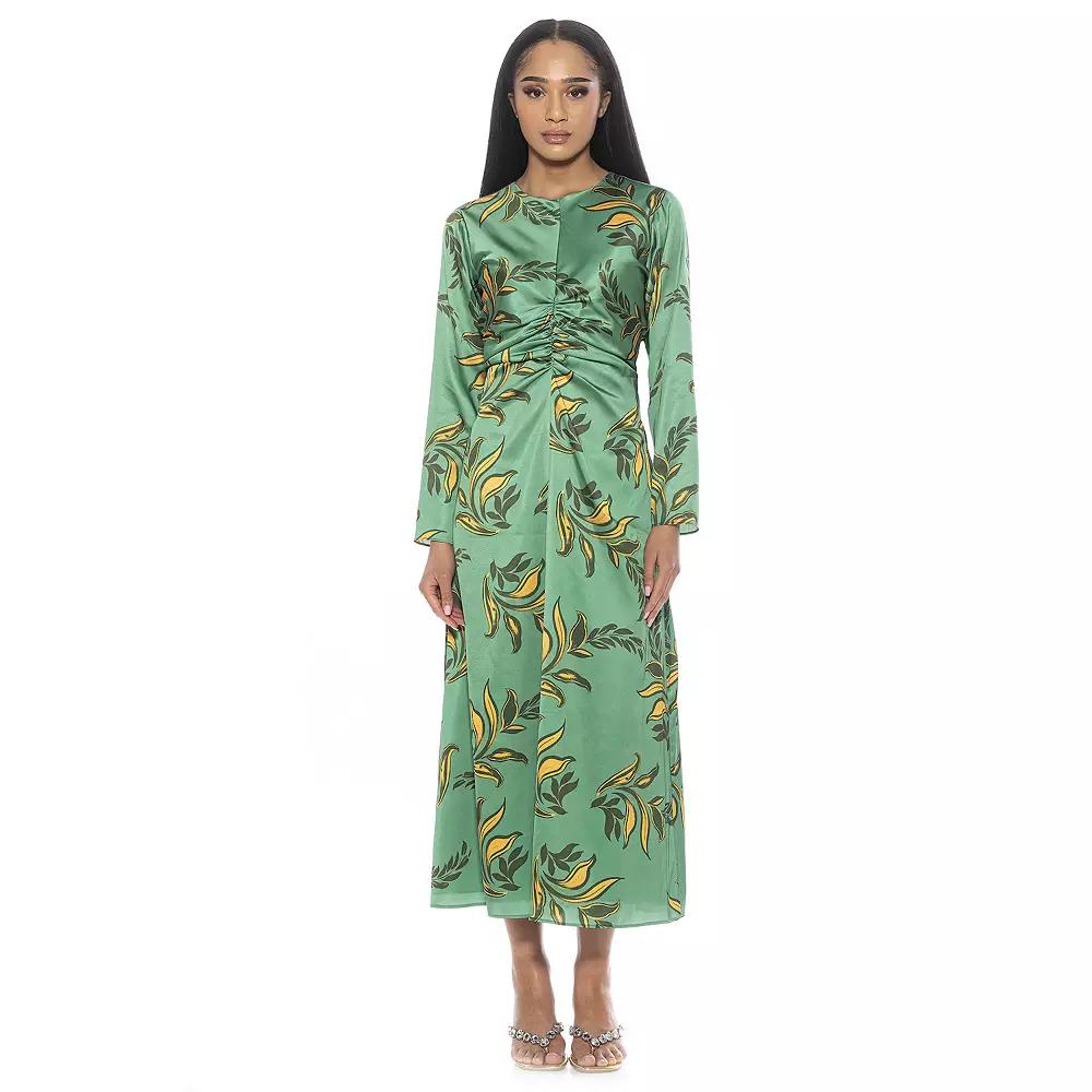 Women's ALEXIA ADMOR Eira Long Sleeve Midi Dress, Size: 8, Blue Floral Product Image