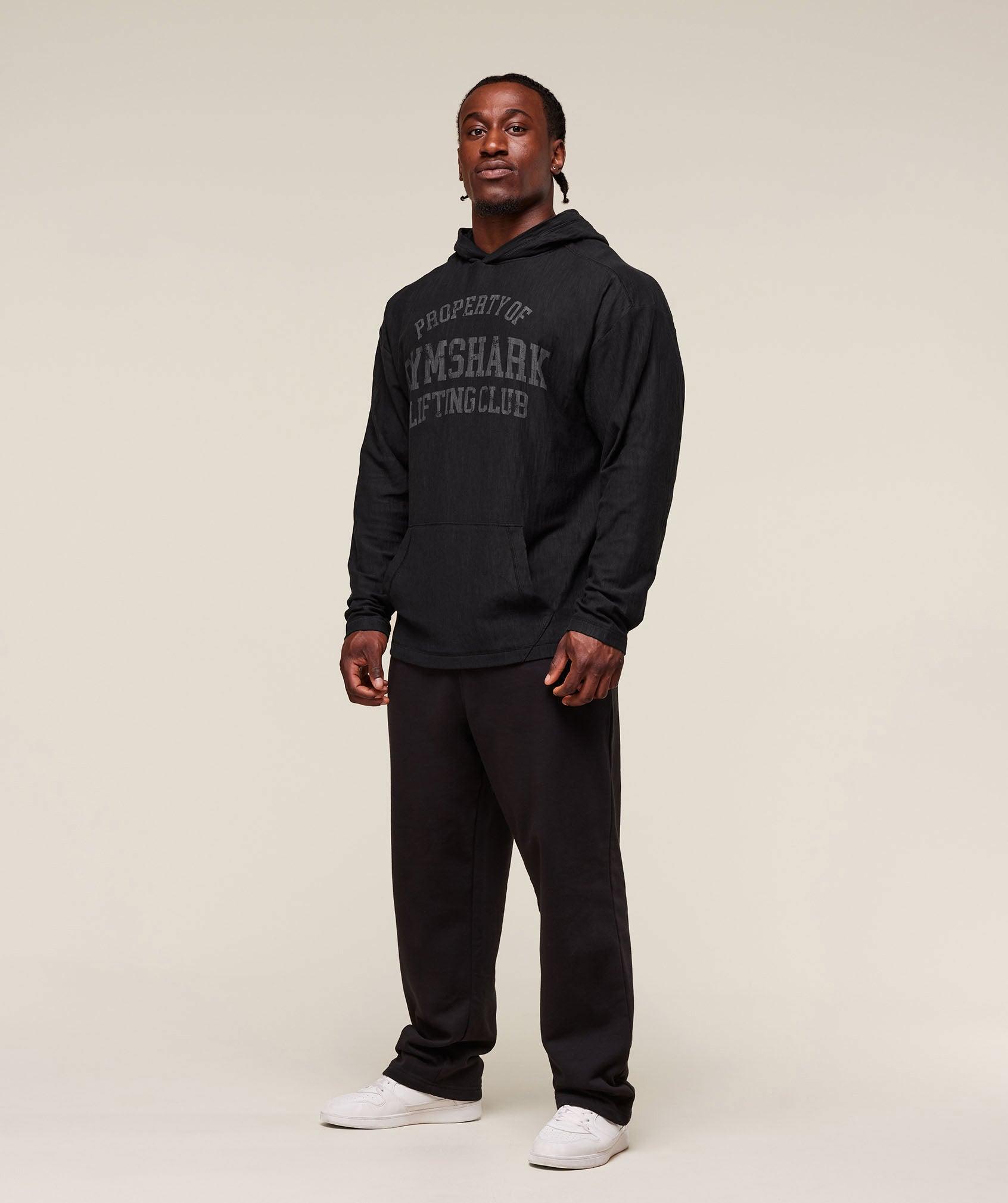 Gymshark Lightweight Slub Textured Hoodie - Black Male Product Image