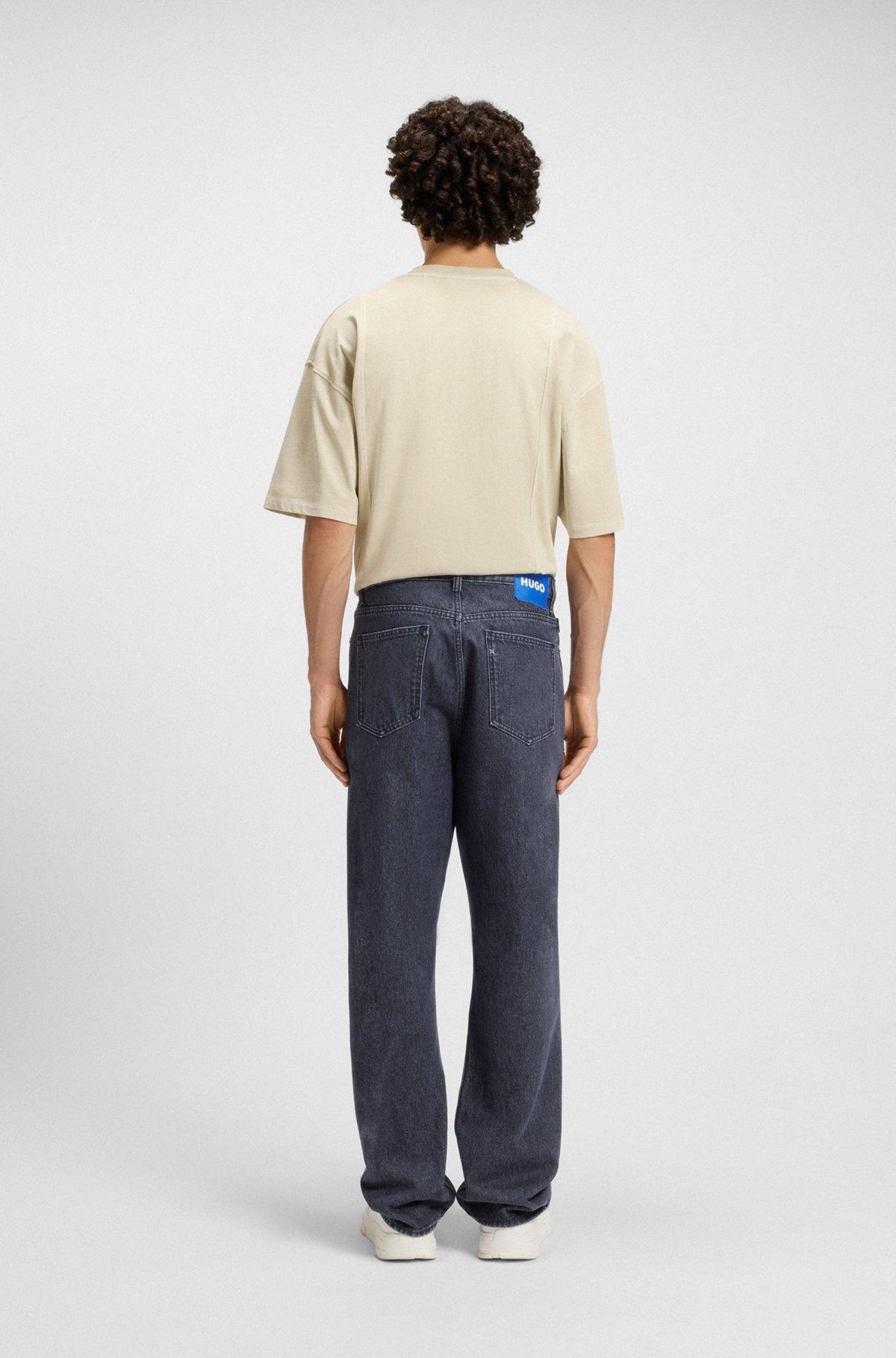 Baggy-fit jeans in black stonewashed denim Product Image