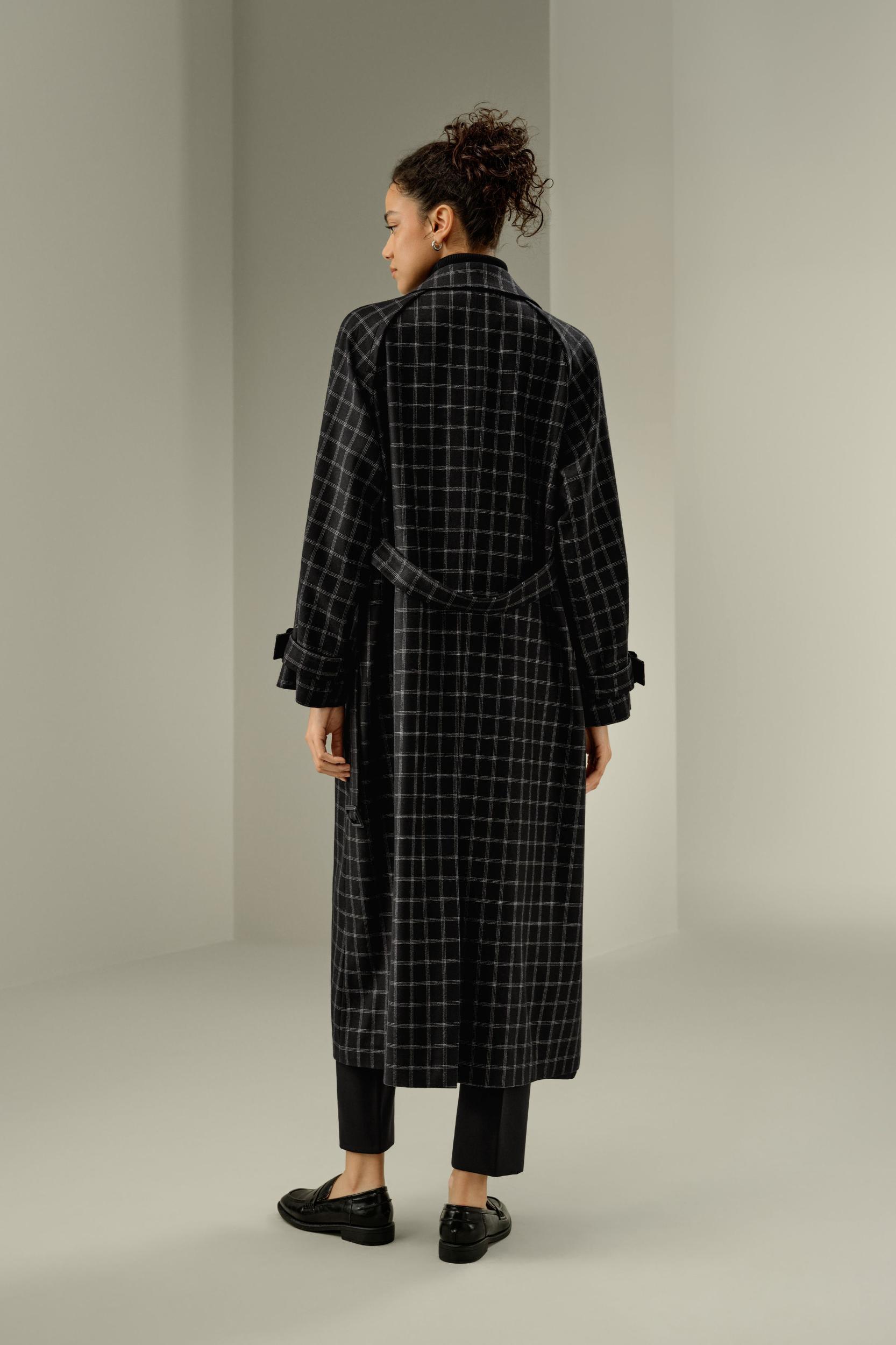 Classic Silk-Wool Windowpane Coat Product Image