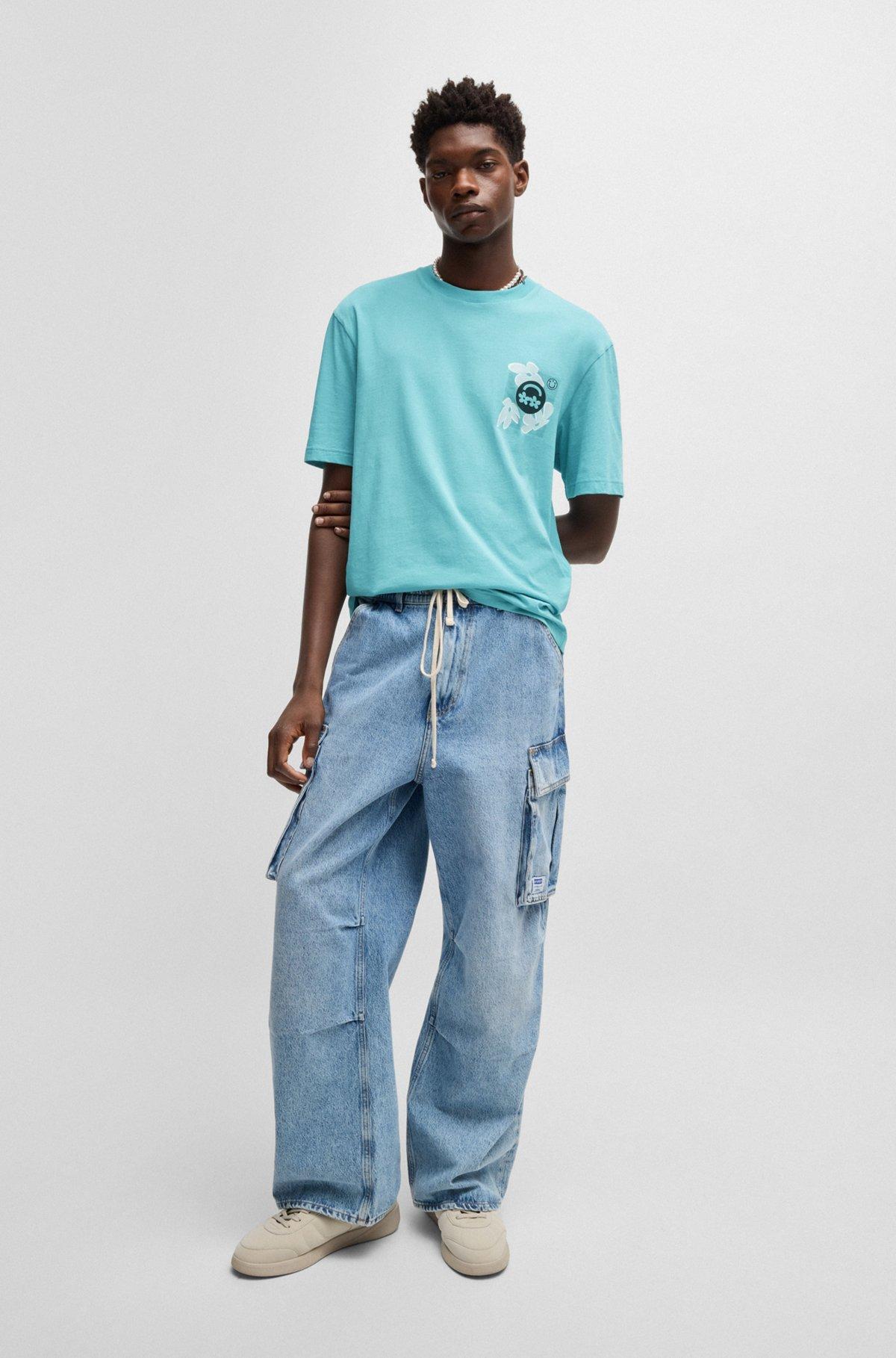 Cotton-jersey T-shirt with logo prints Product Image