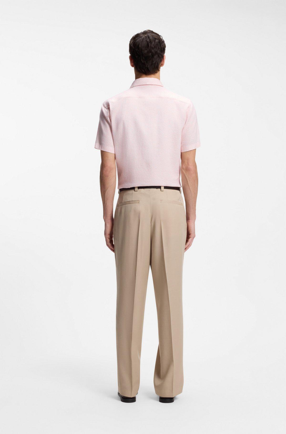 Floral-print slim-fit shirt in stretch linen Product Image