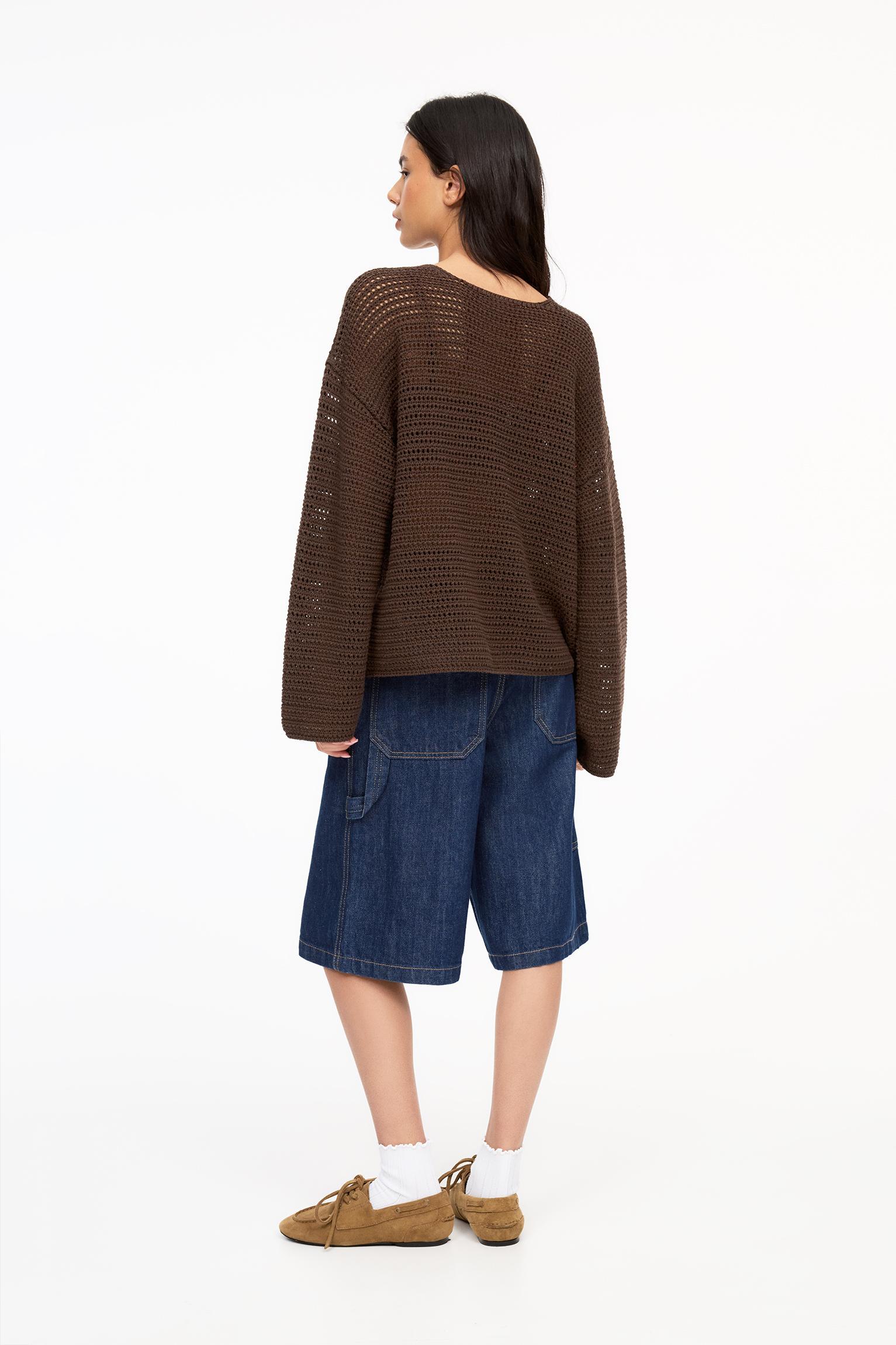 Open knit sweater with buttons Product Image