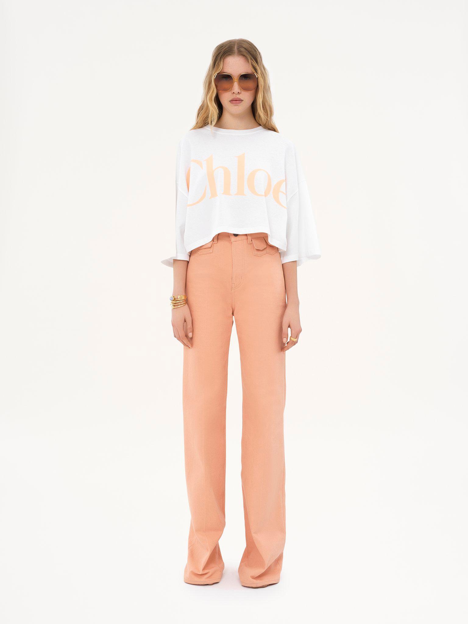 Oversized cropped logo T-shirt in cotton jersey Product Image