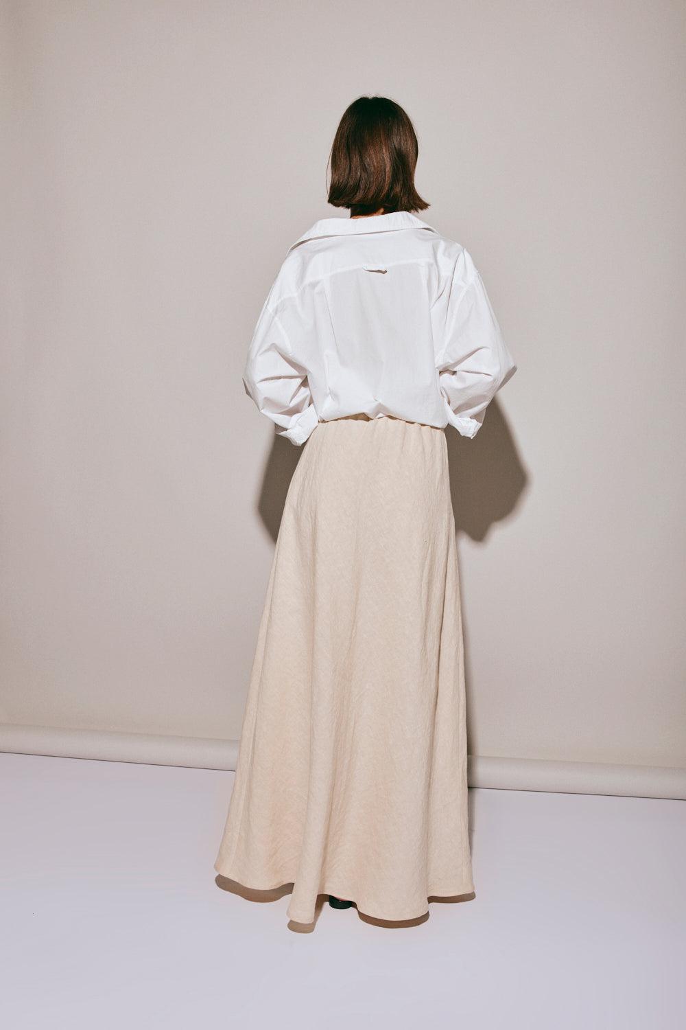 Elodie Linen Maxi Skirt Oatmeal Product Image