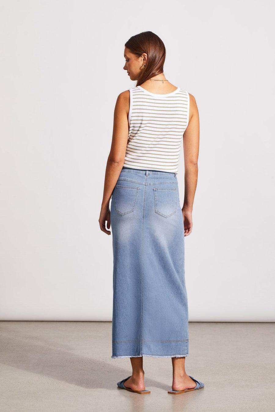 Full Length Denim Skirt With Front Slit Product Image