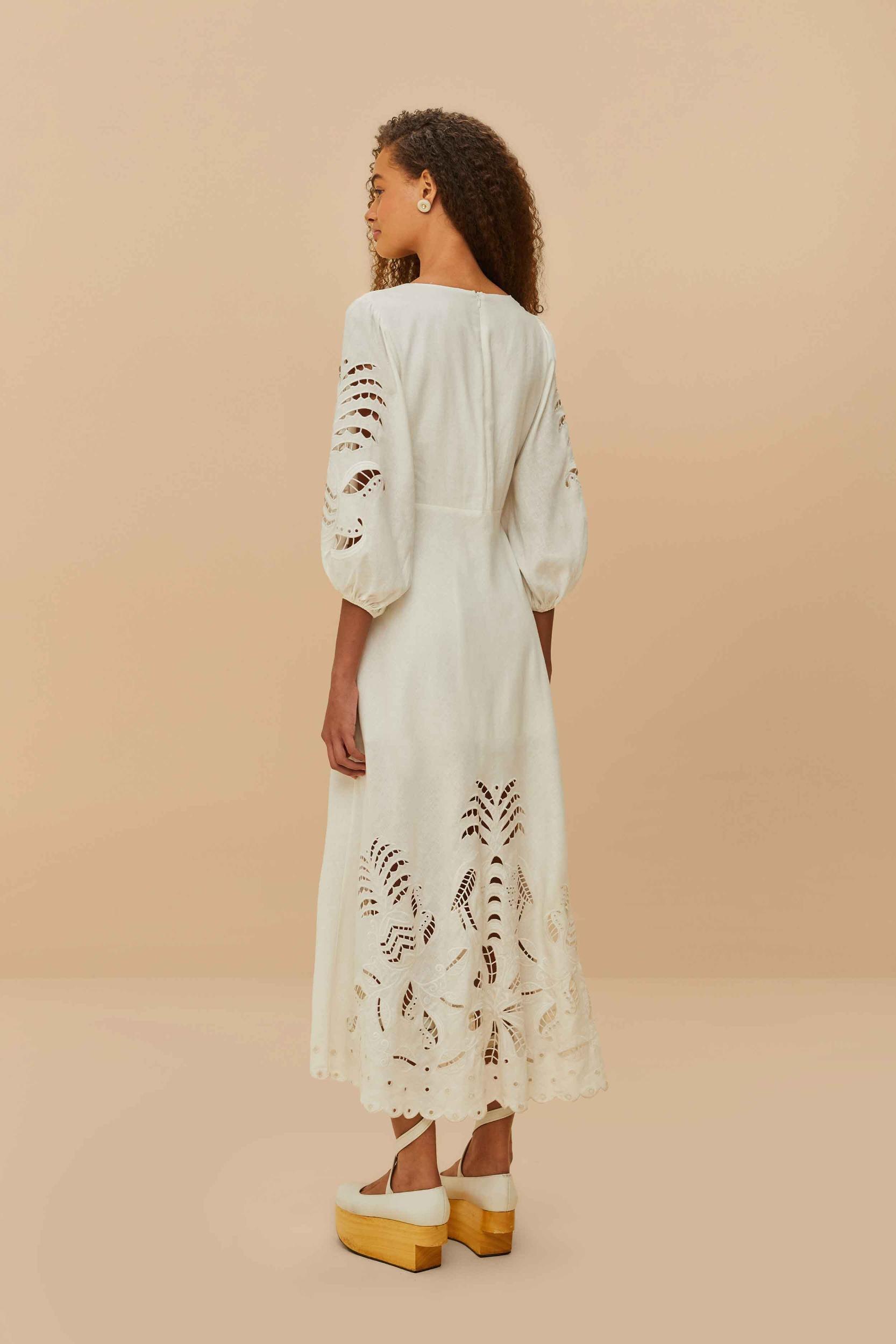 Off-White Richelieu LENZING™ ECOVERO™ Euroflax™ Midi Dress Product Image