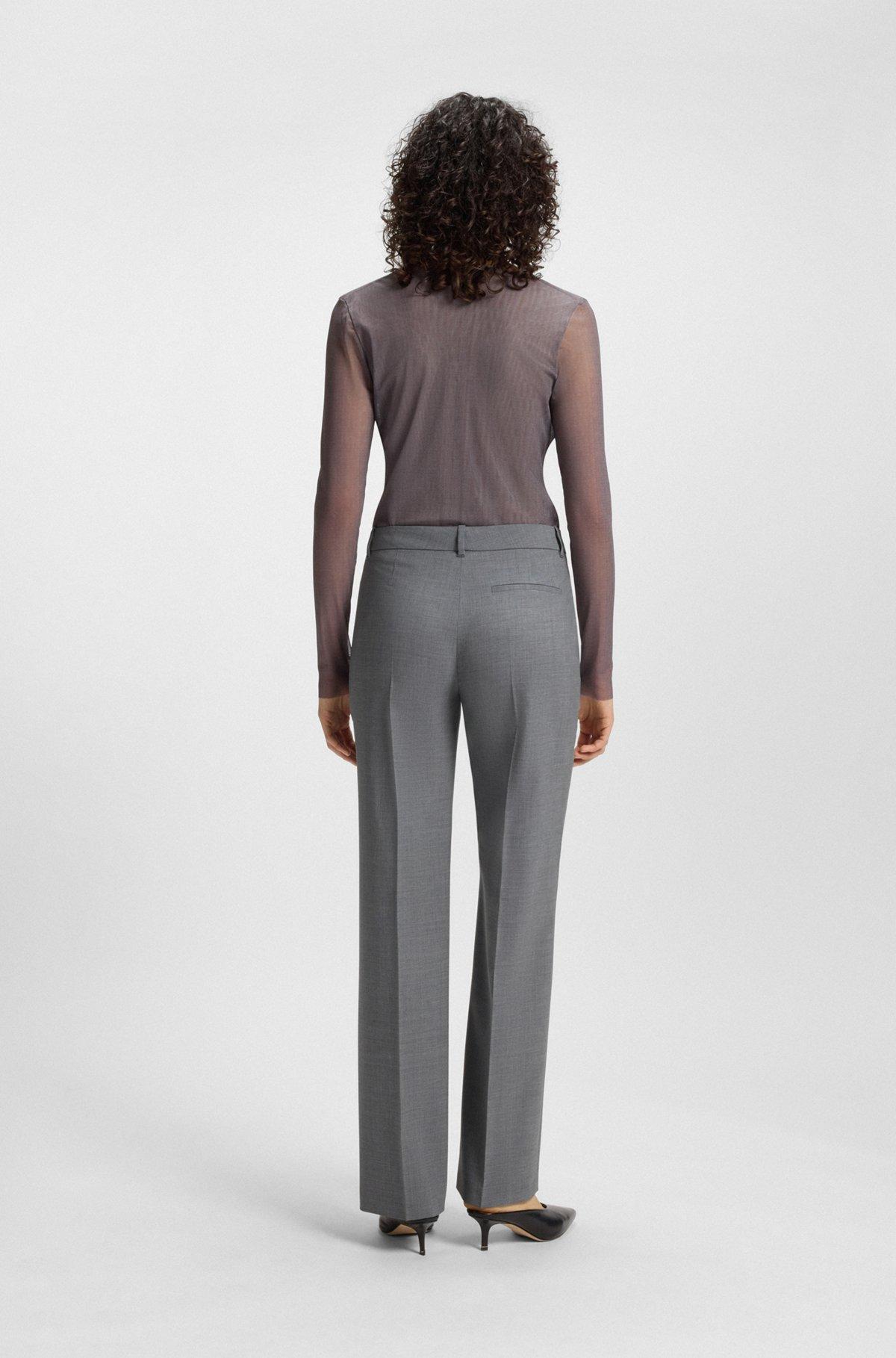 BOSS - Slim-fit pants in melange virgin wool - Dark Grey Product Image