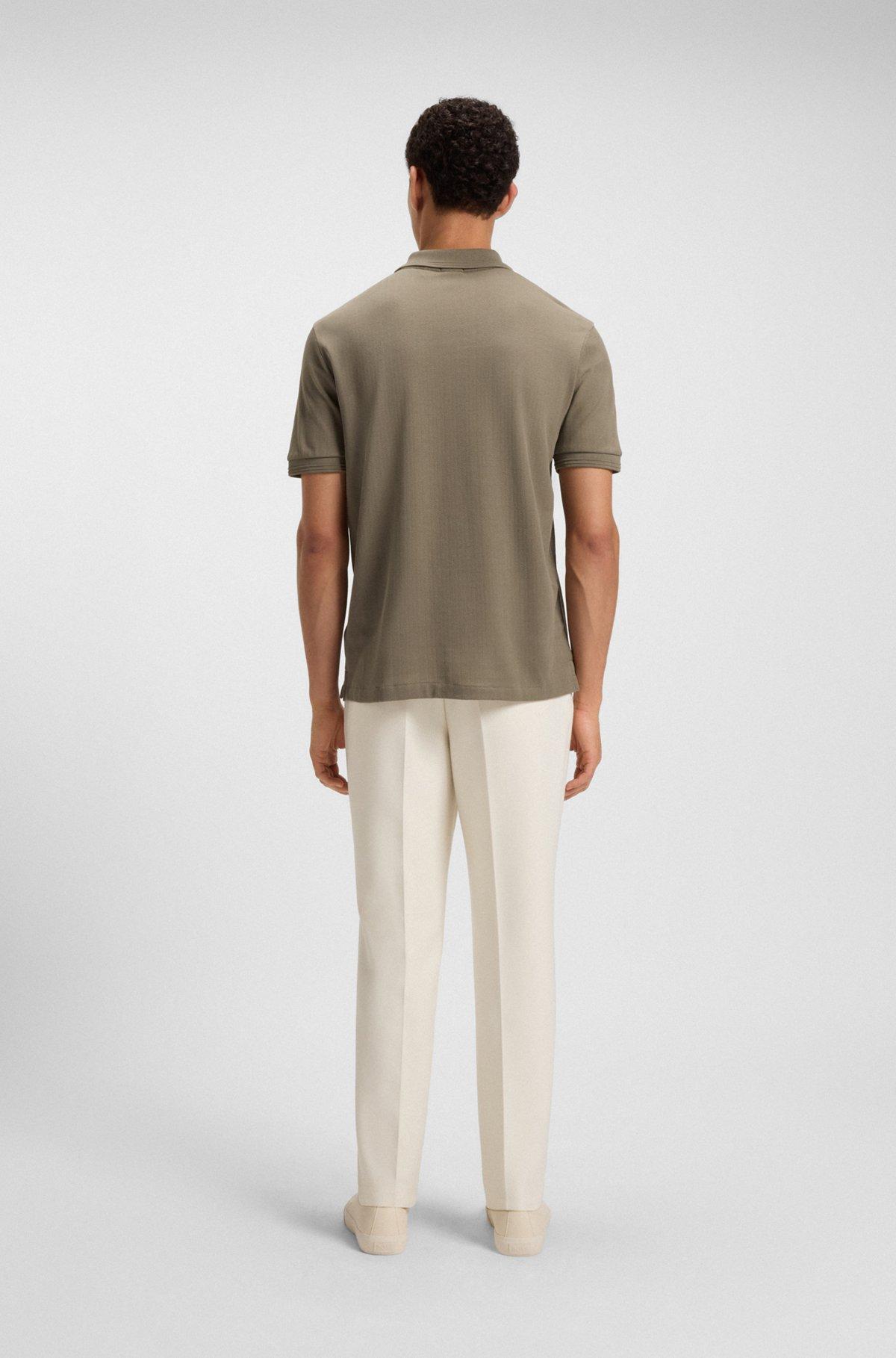 Cotton polo shirt with herringbone structure Product Image