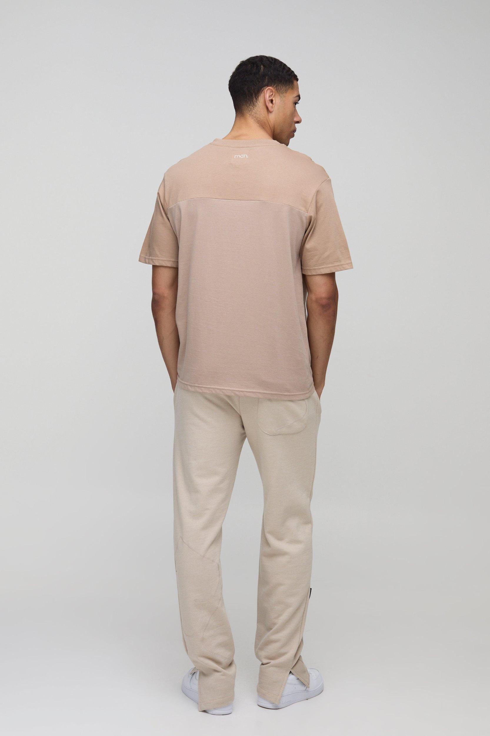 Man Tonal Colour Block Pocket T-Shirt | boohooMAN USA Product Image