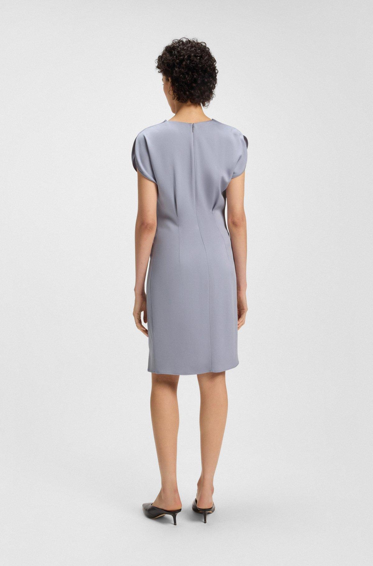 BOSS - Drape-neckline dress with gathered detail - Light Grey Product Image