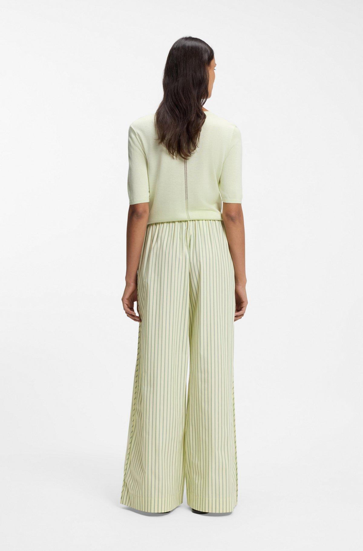 Cotton-poplin trousers with vertical stripe Product Image