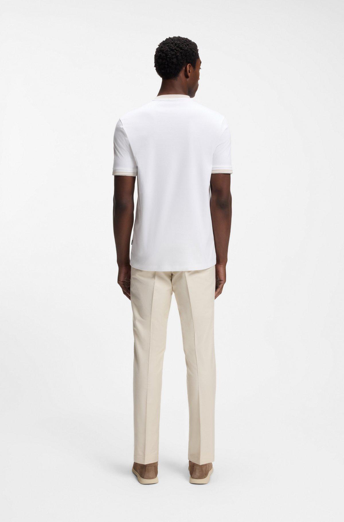 Contrast-tipping slim-fit T-shirt in mercerised cotton Product Image