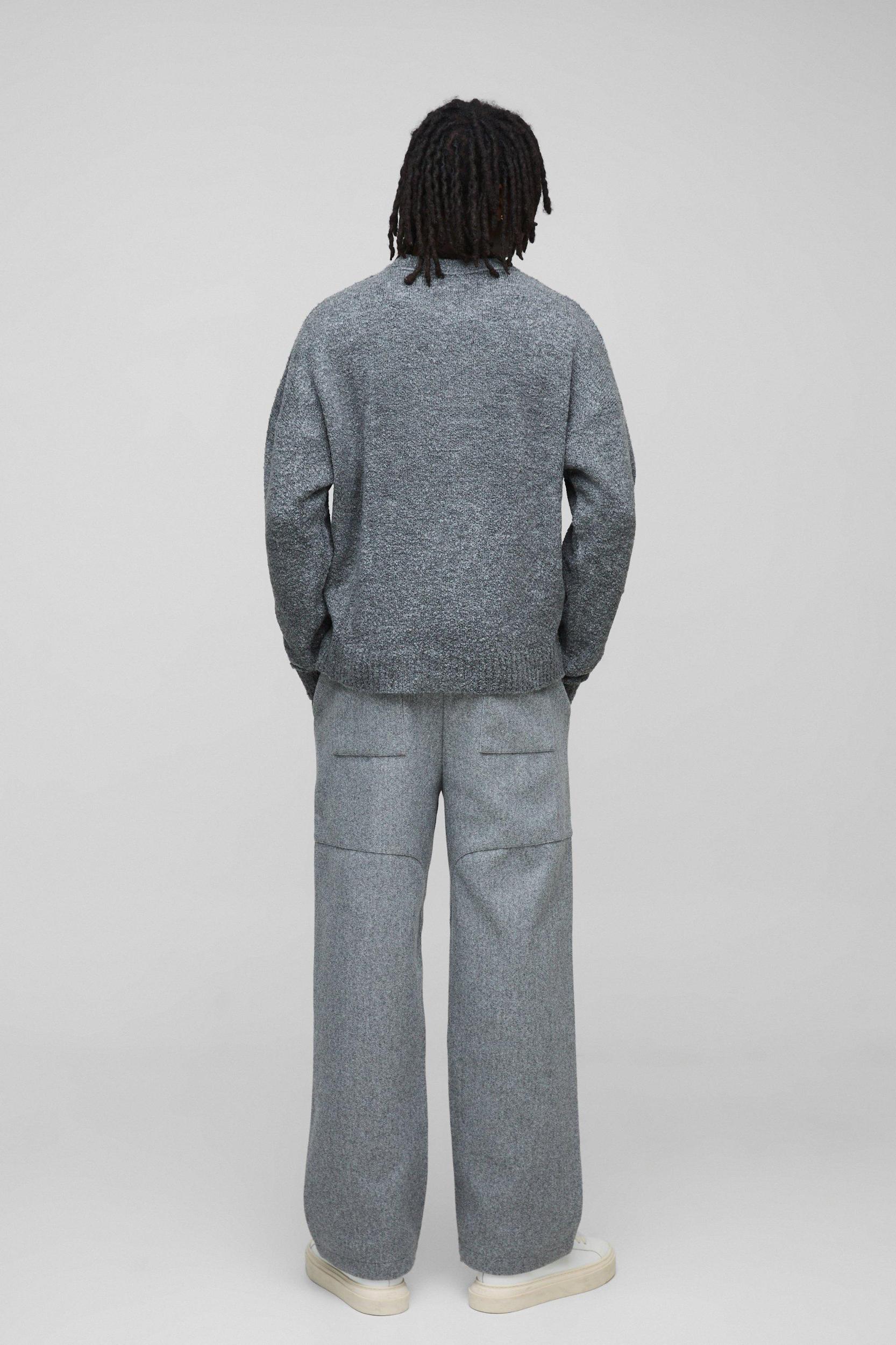 Boxy Boucle Knit Extended Neck Sweater | boohooMAN USA Product Image