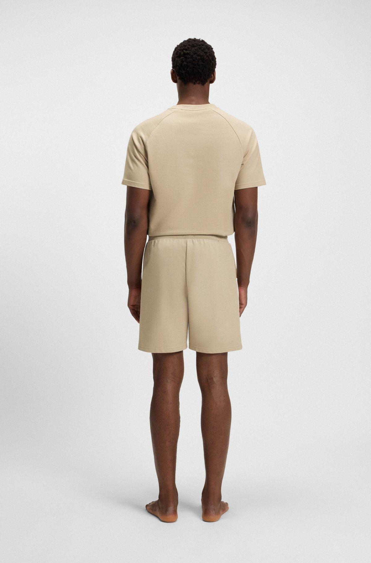 BOSS - Cotton-terry shorts with signature-stripe side panels - Light Beige Product Image