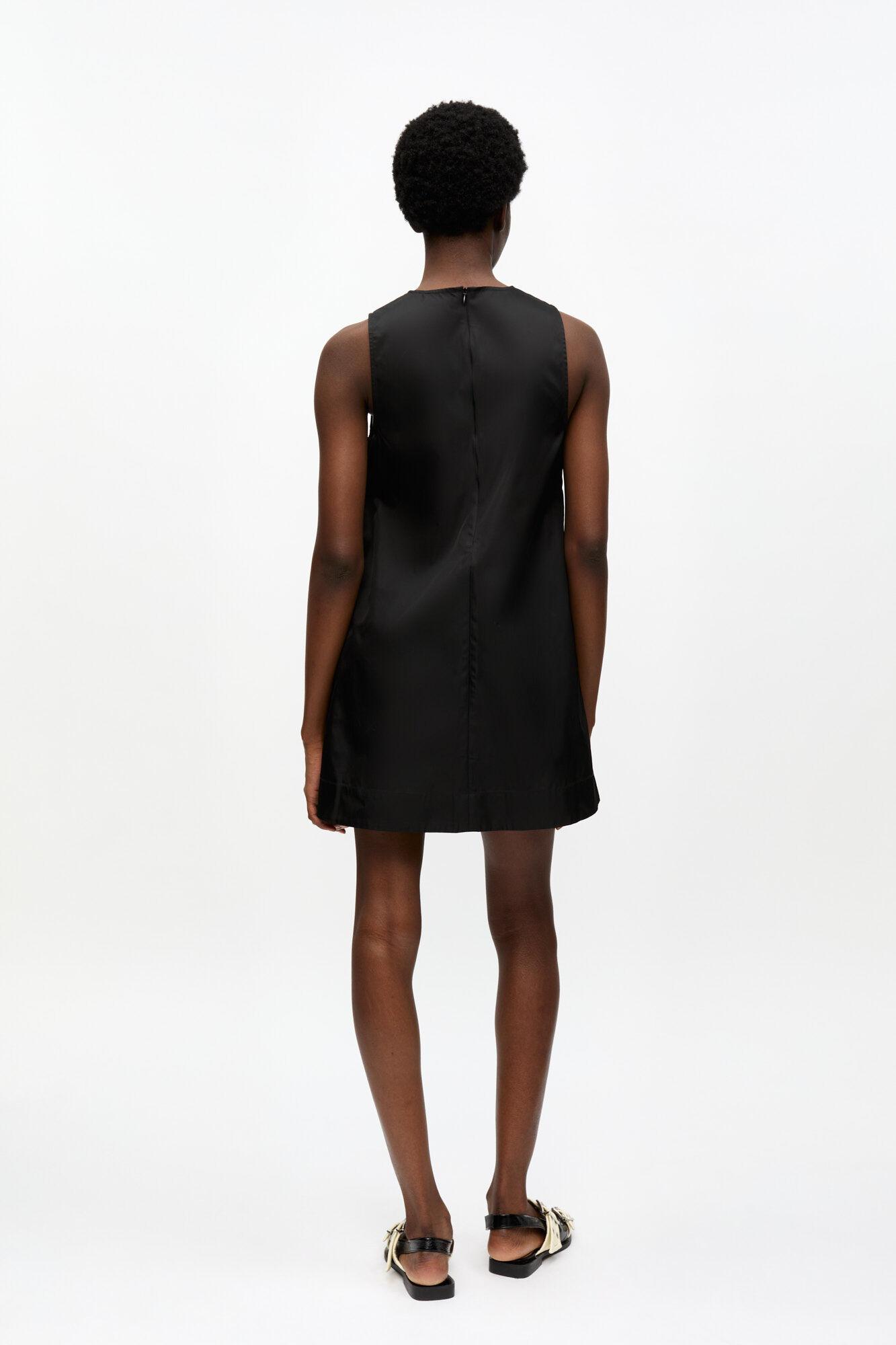 Black Duchesse Nylon Mini Dress Product Image