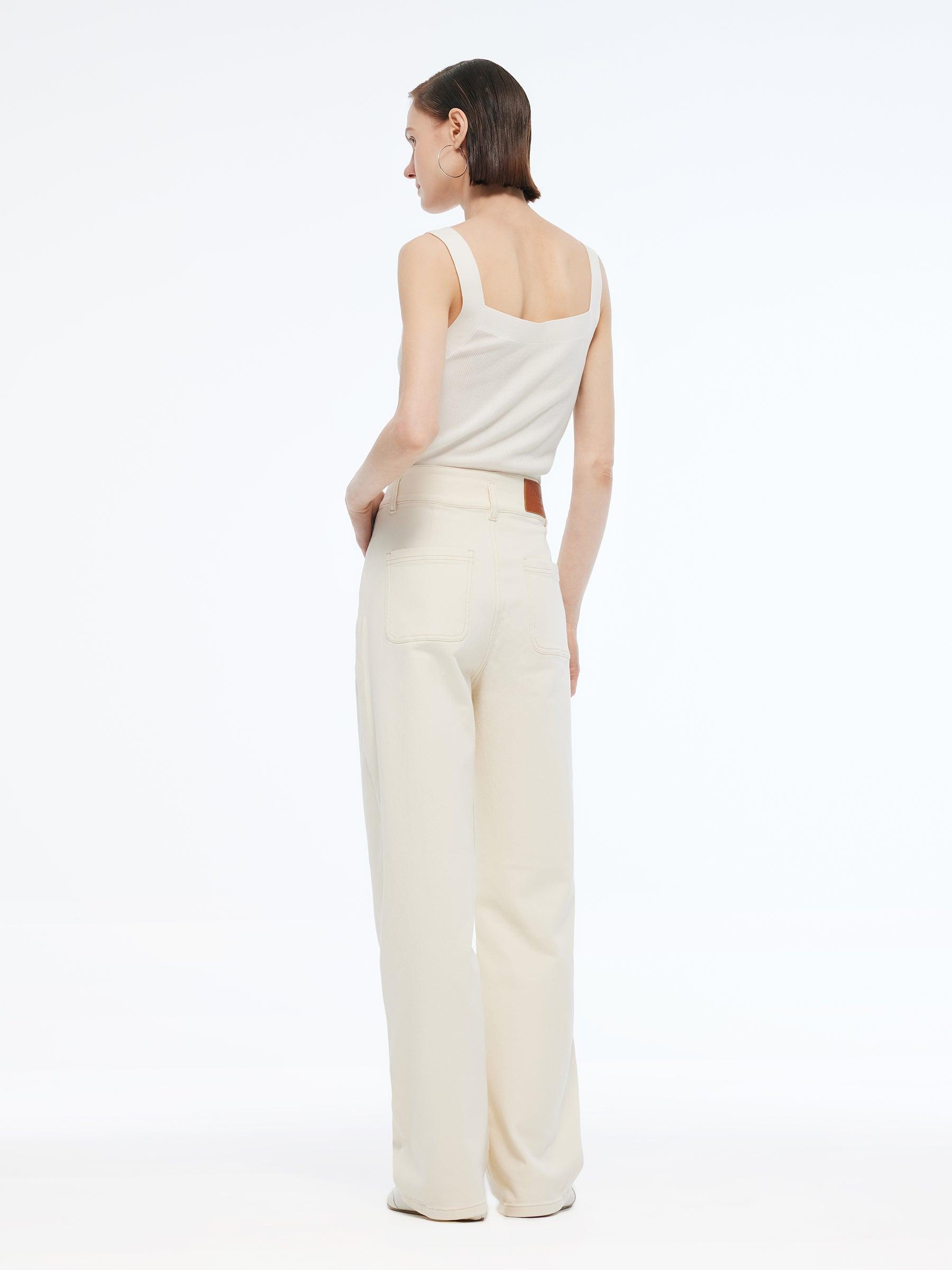 Denim High Waisted Women Loose Fit Straight Jeans Product Image