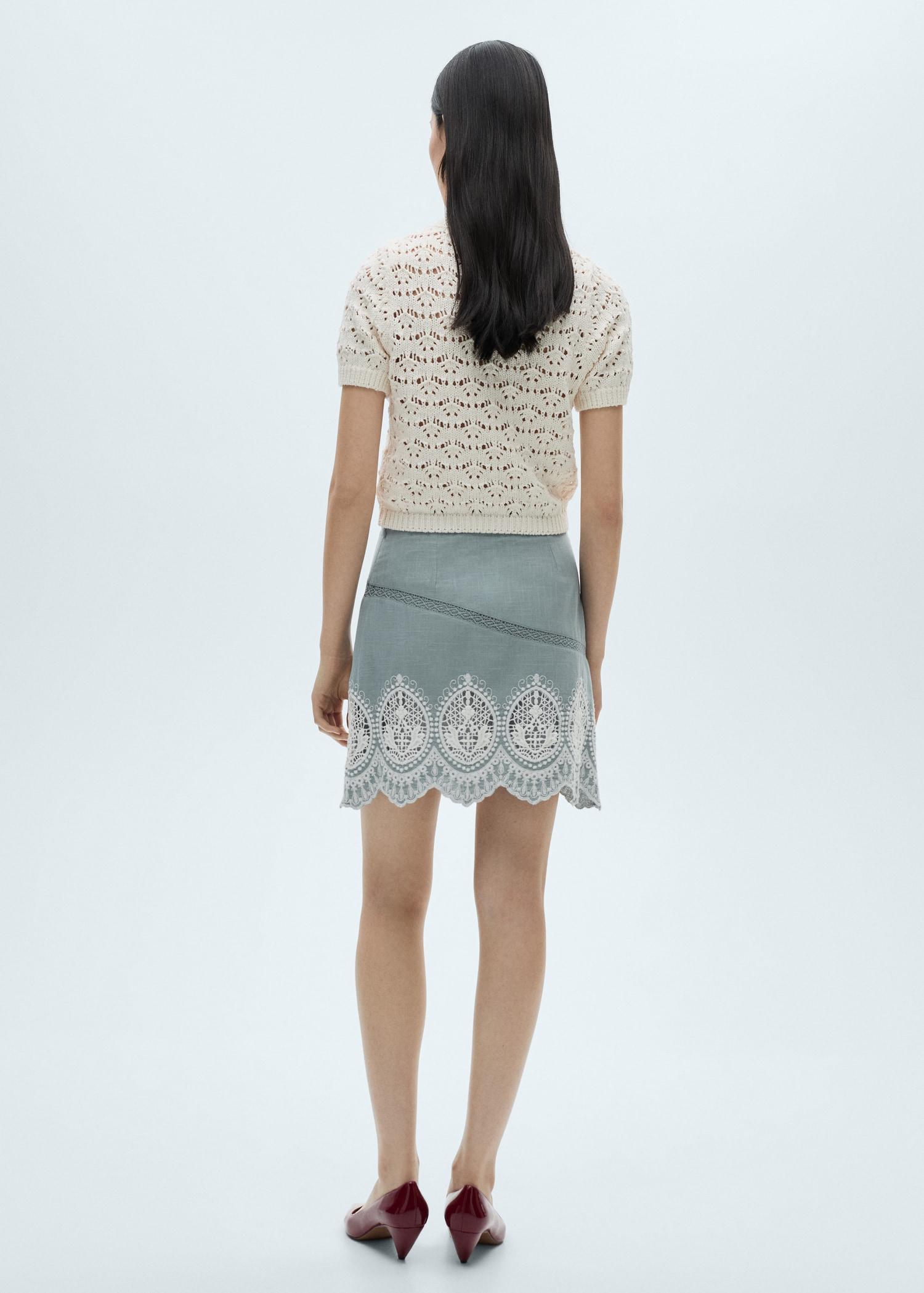 Cotton skirt with embroidered hem - Women | MANGO USA Product Image