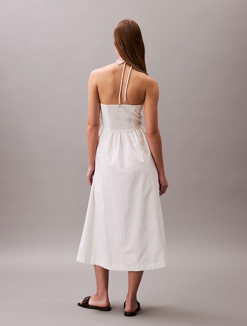 Cotton Twill Halter Midi Dress Product Image