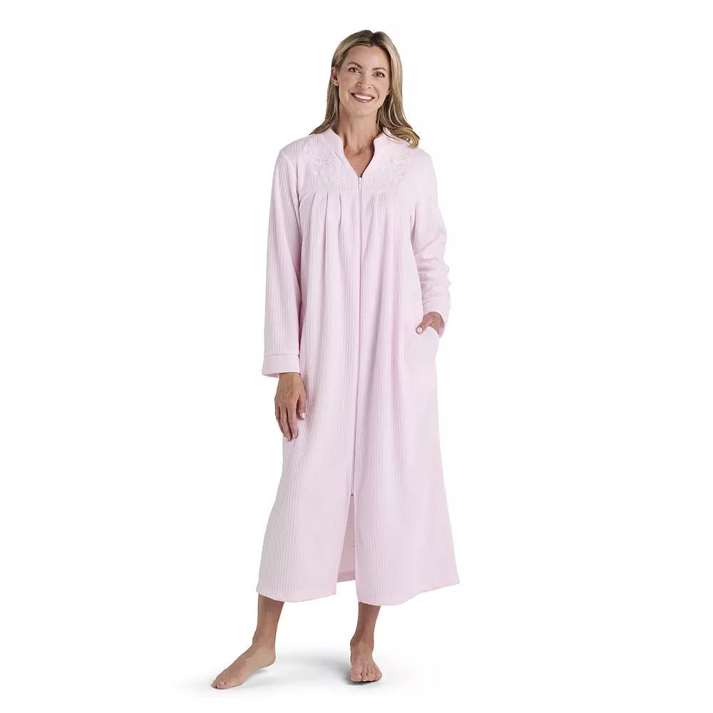 Petite Miss Elaine Essentials Brushed Back Terry Long Zip Robe, Women's,  Product Image