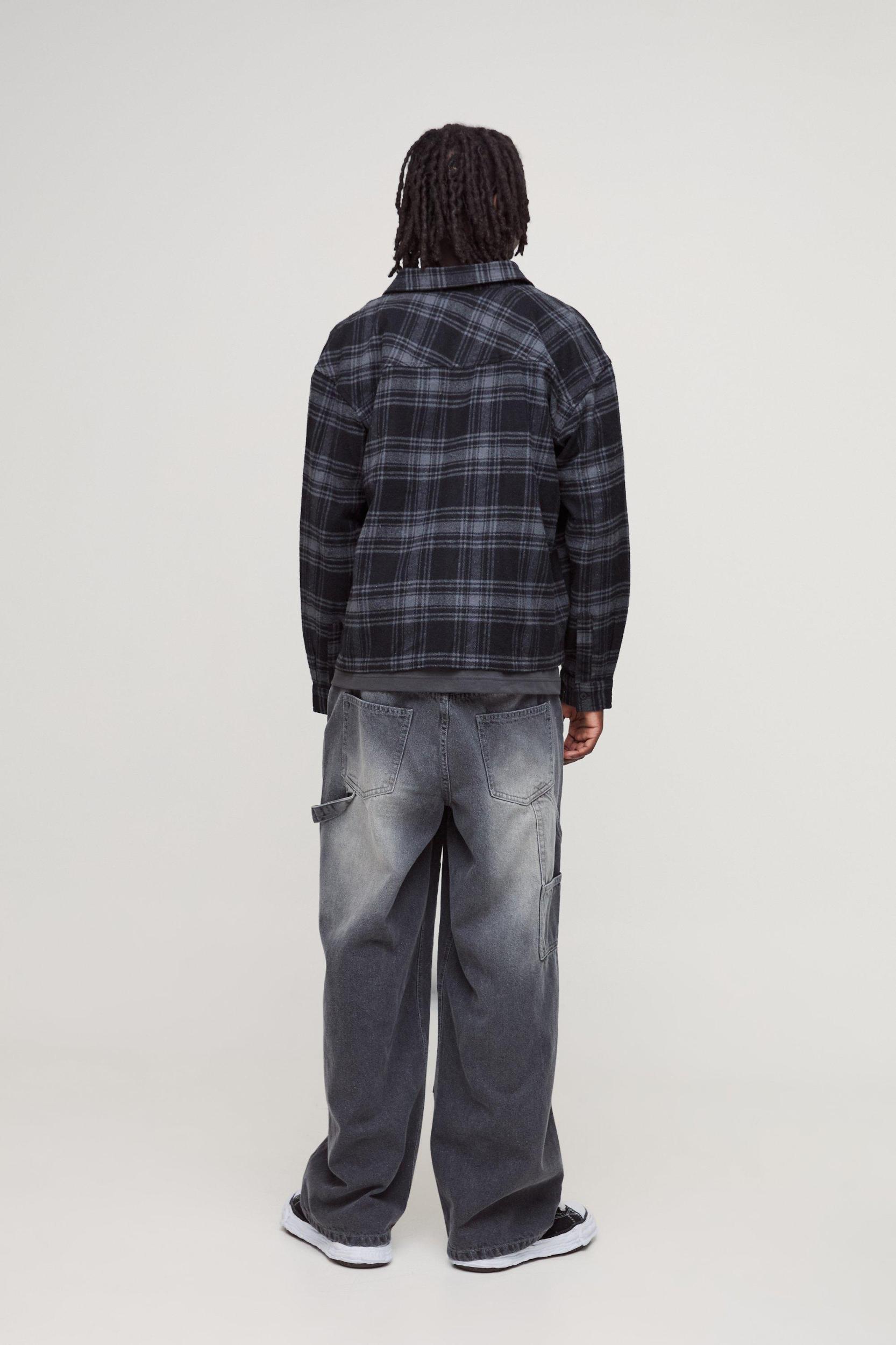 Oversized Heavy Weight Flannel Shirt Jacket | boohooMAN USA Product Image