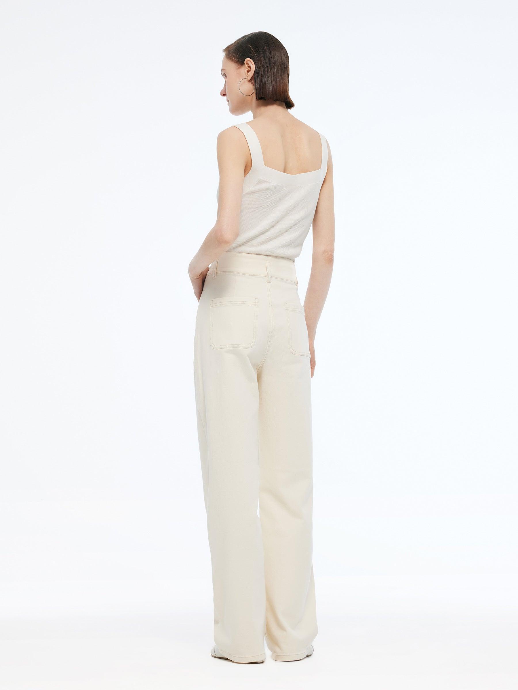 Denim High Waisted Women Loose Fit Straight Jeans Product Image