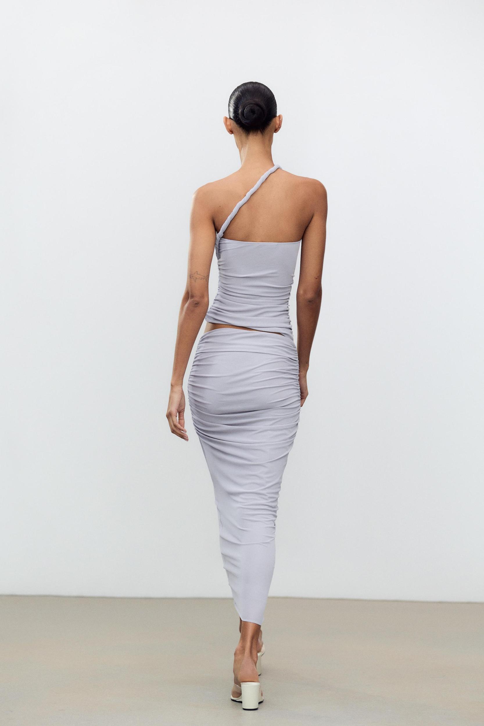 LINEN SKIRT WITH RUCHING Product Image