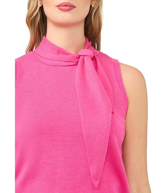 CeCe Knit Tie Neck Sleeveless Tank Product Image