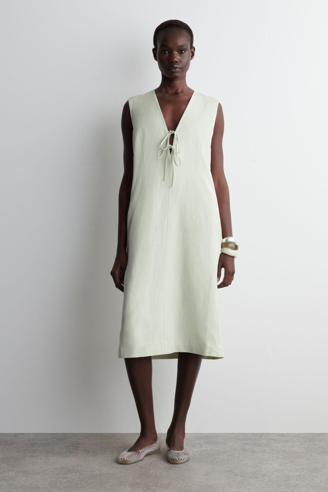 TIE-FRONT MIDI DRESS Product Image