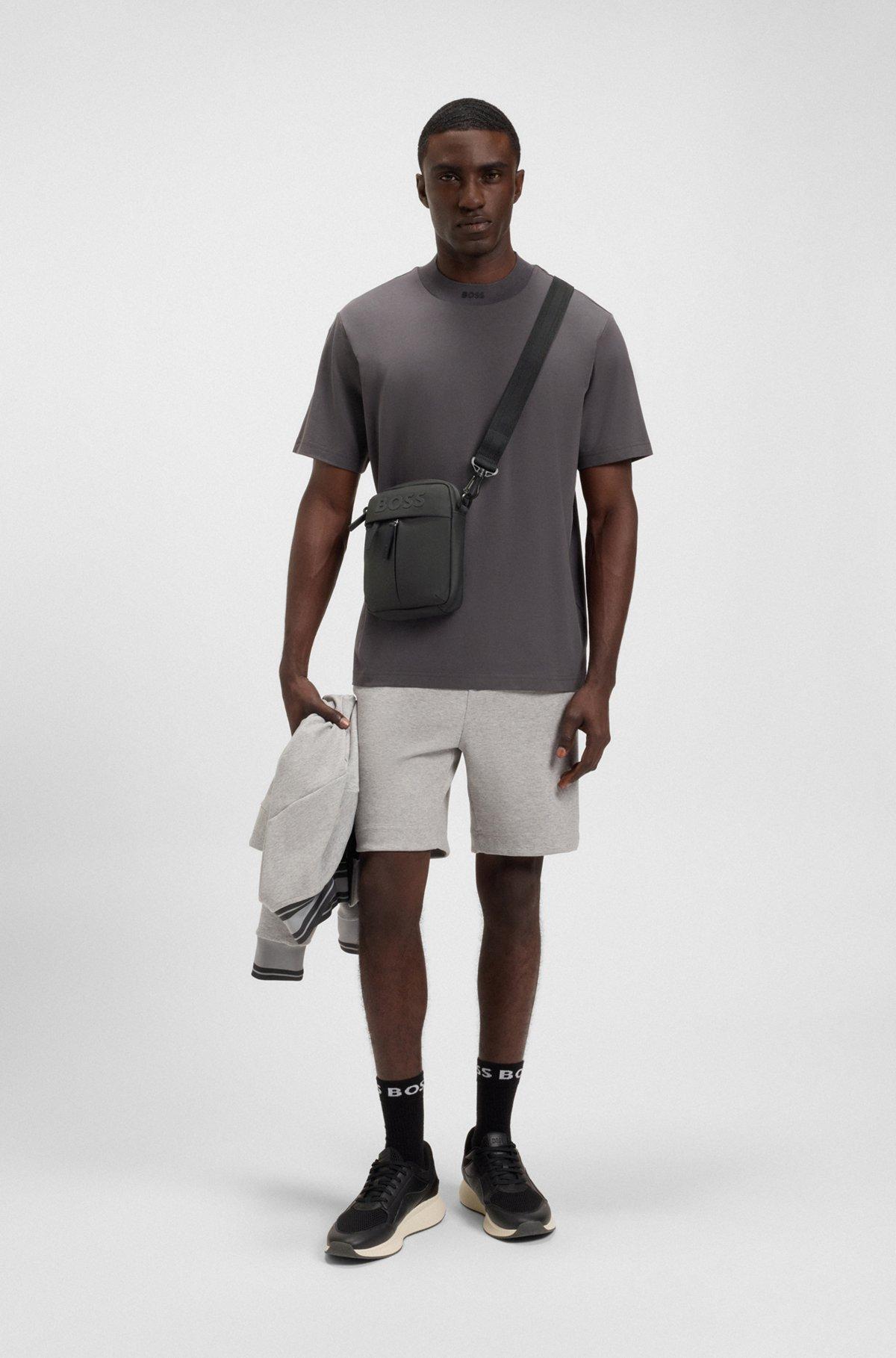 Faux-leather reporter bag with tonal logo Product Image