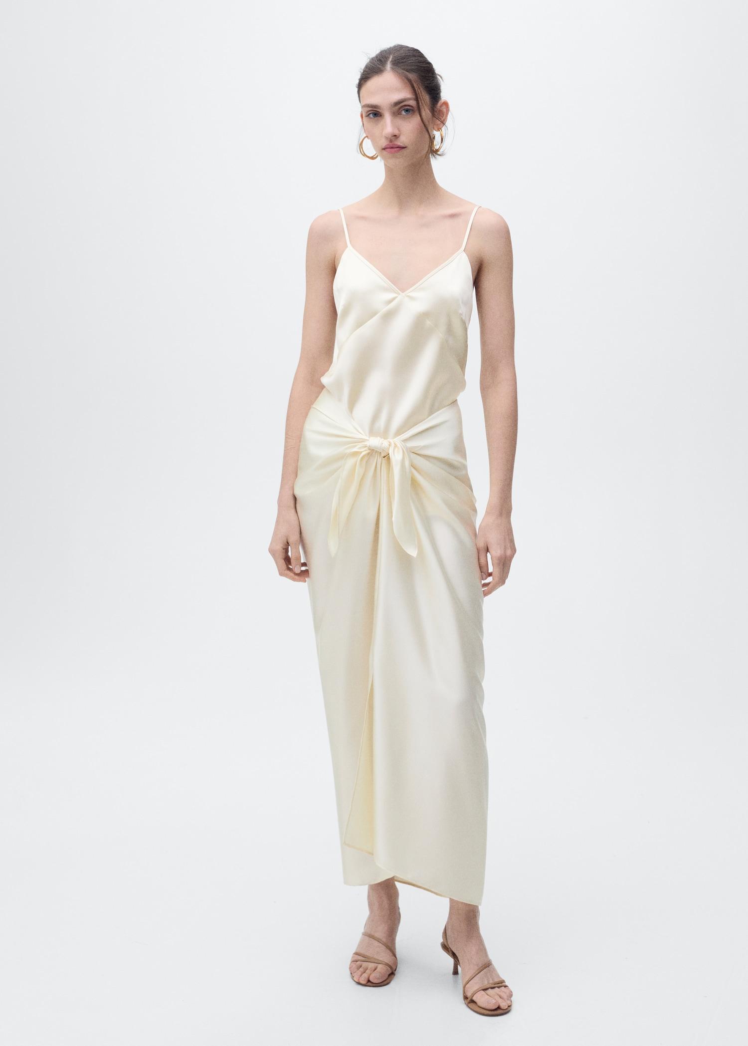 V-neck satin top - Women | MANGO USA Product Image