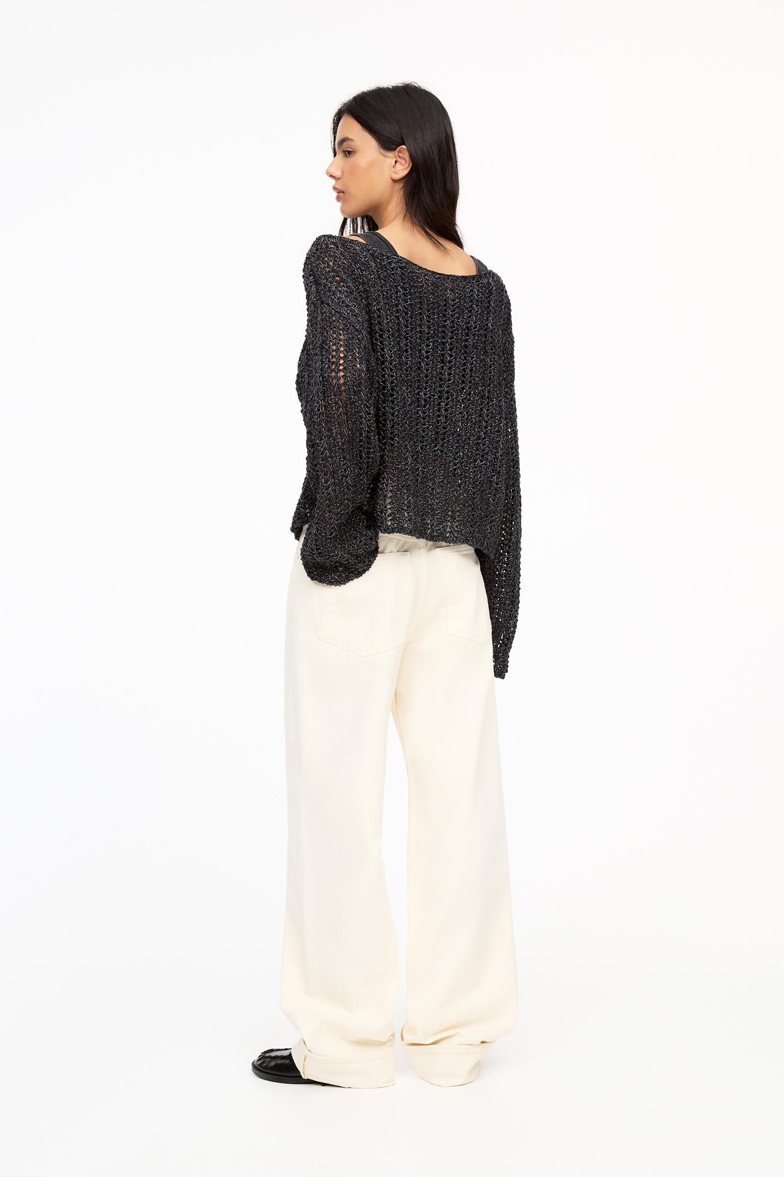 Cropped open knit sweater Product Image