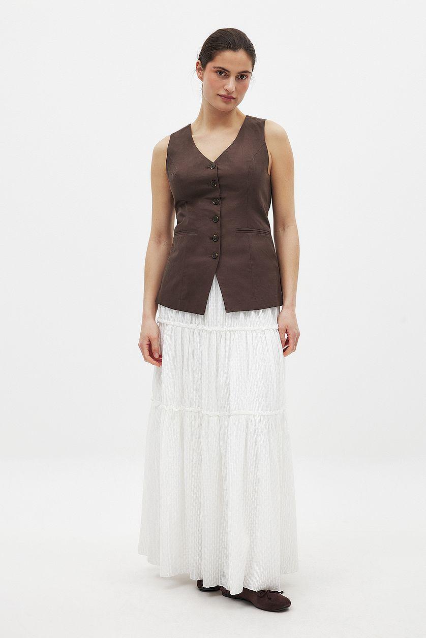 Linen Blend V Neck Vest Product Image