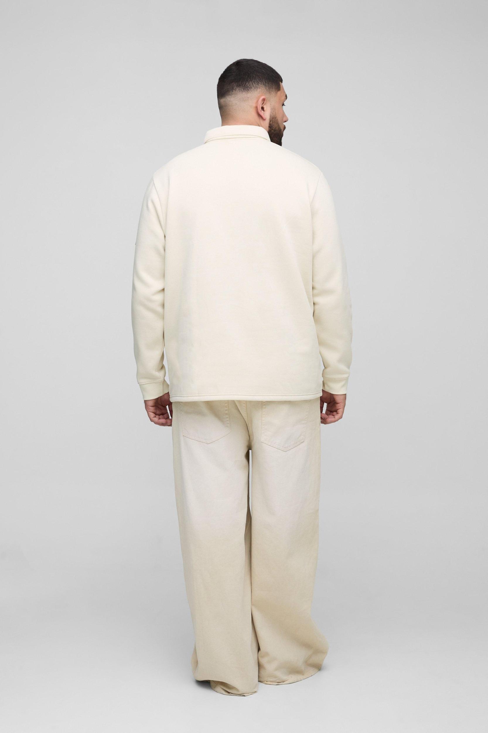 Plus Woven Tab Rugby Polo | boohooMAN USA Product Image