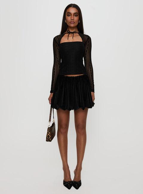 Worth My Time Tie Neck Cut Out Top Black Product Image