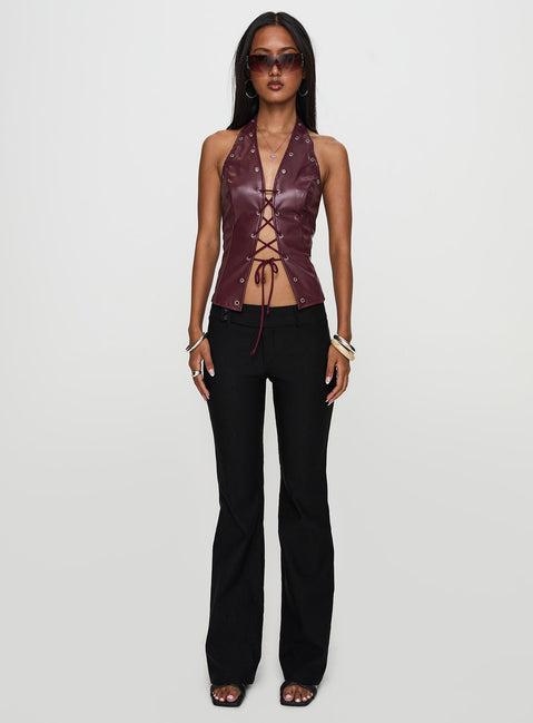 I've Been There Faux Leather Halter Top Red Product Image