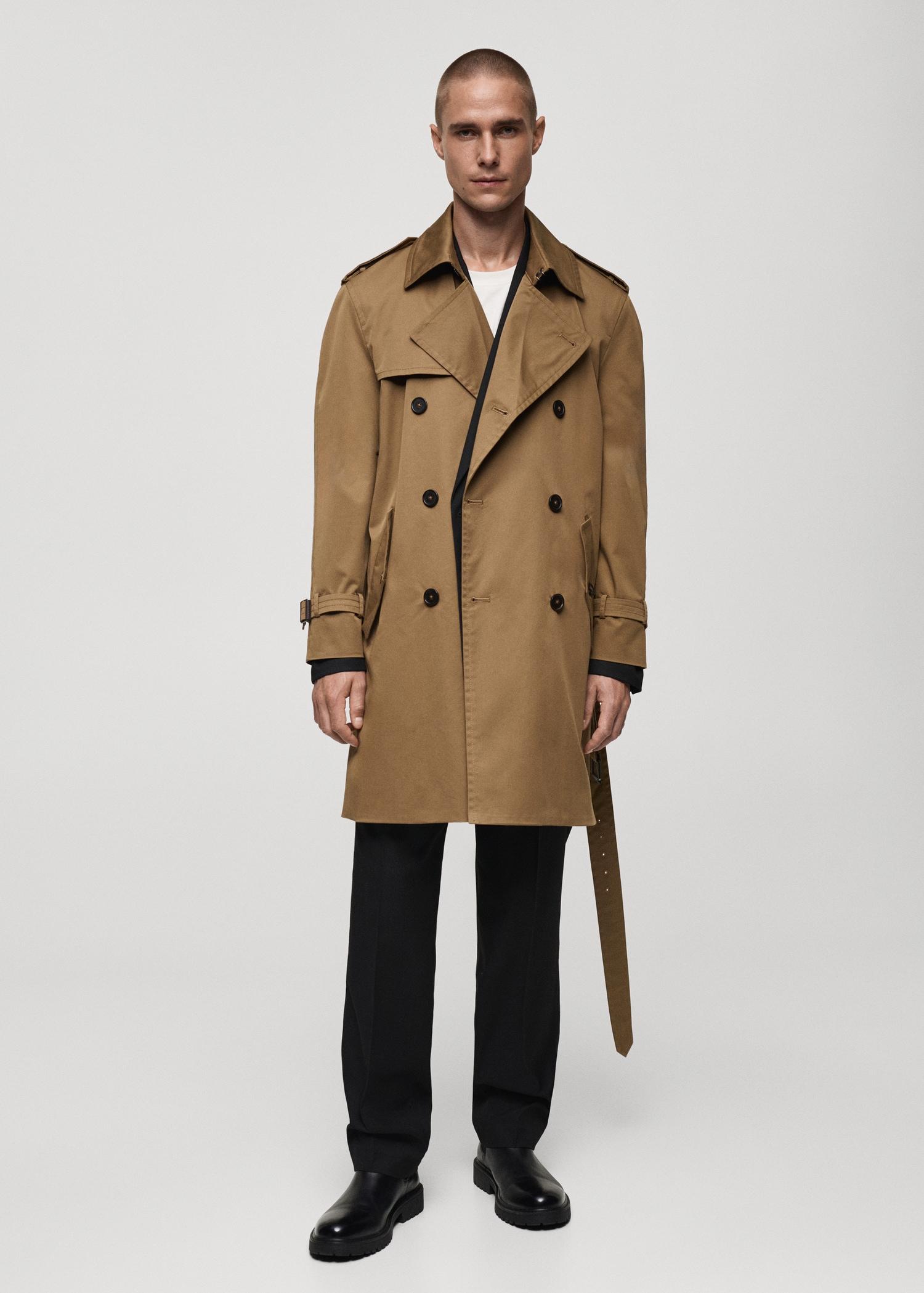 Water-repellent belted trench coat - Men | MANGO USA Product Image