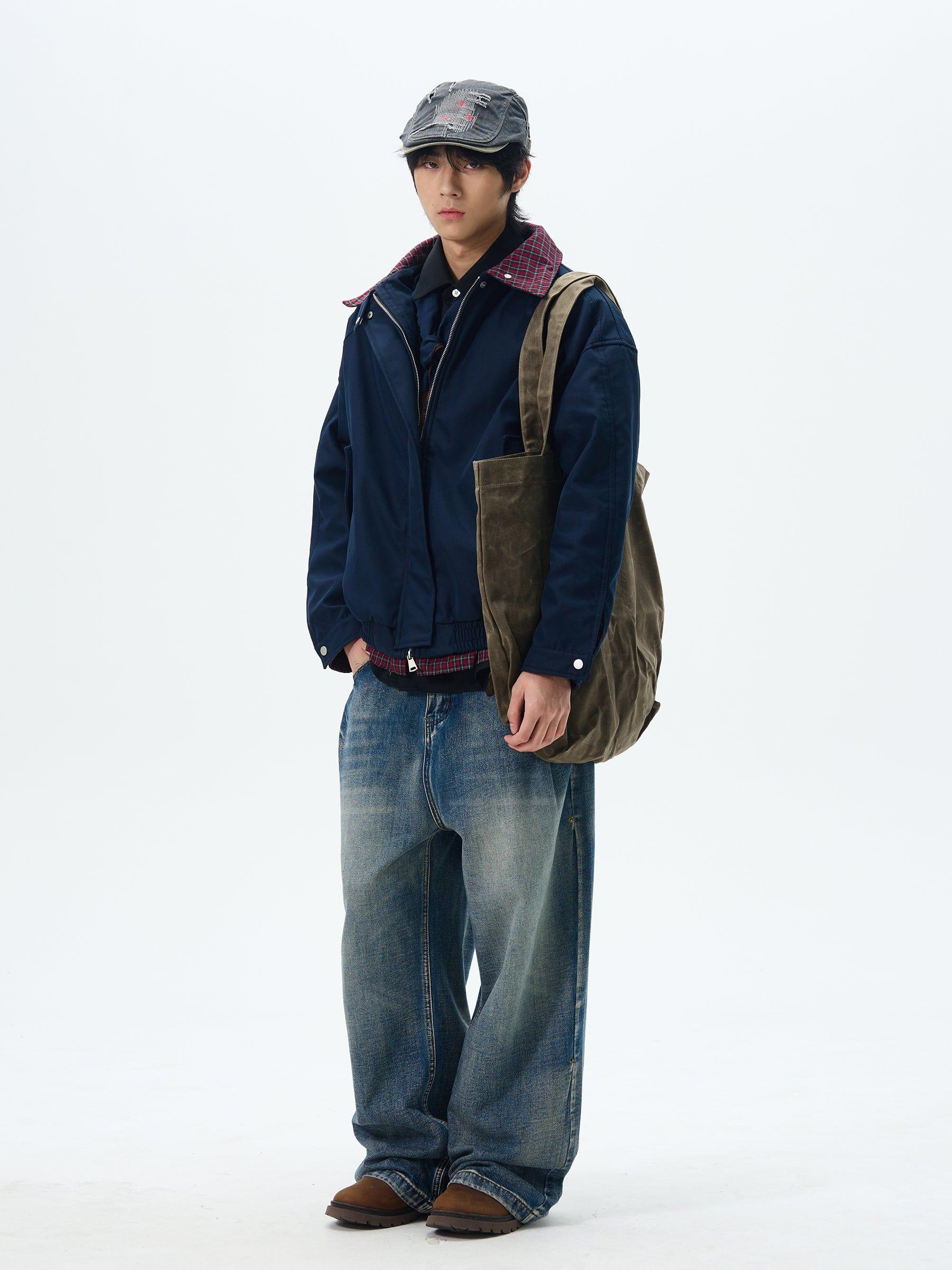 RT No. 12620 NAVY PLAID COLLAR WORKWEAR JK Product Image