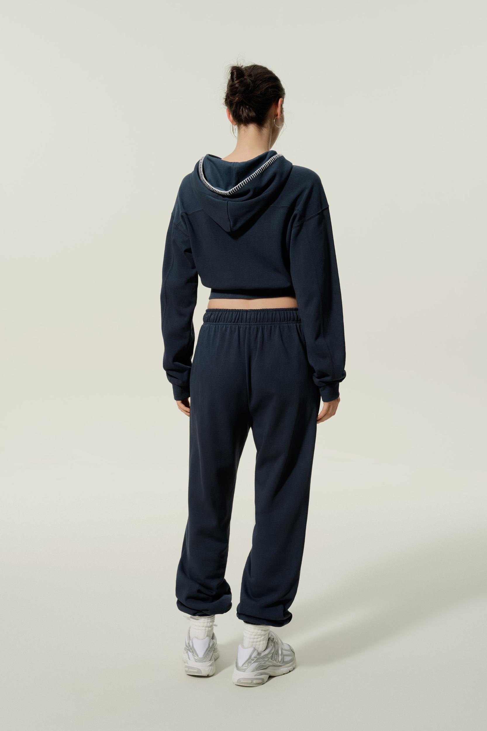 LILYSILK Women's Silk-Infused Cotton Relaxed Fit Cuffed Joggers, Navy, XS Product Image